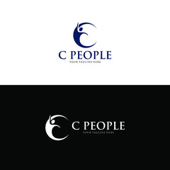 People and Letter C Health And Wellness Logo, Creative People Icon, Fitness Logo