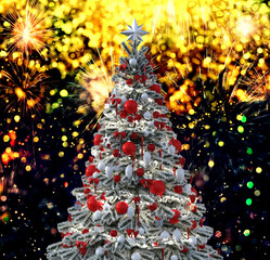 Christmas tree against a glittery luminous background