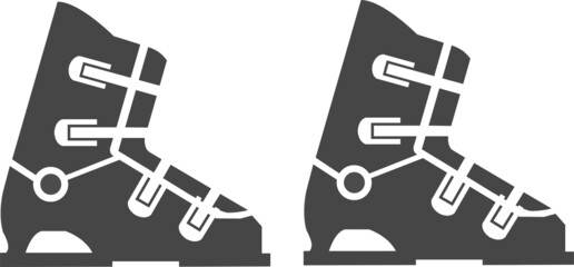 Vector image of ski equipment, simple, icons, ski boots