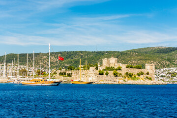 Naklejka premium Bodrum Town view Bodrum Marina. Bodrum is popular tourist destination in Turkey.