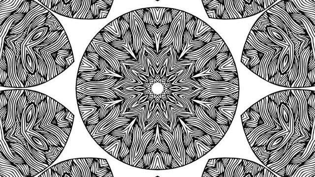 Kaleidoscope effect with dark lines, emerging from the center of the frame.
