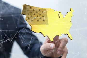 usa america map flag concept banner