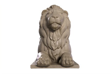 3D render of lying lion stone sculpture isolated on white