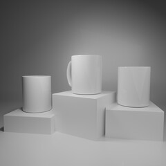 Cups on soft grey background for mockup