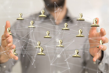 Abstract network of physical devices on the Internet using a network connection with statistics...