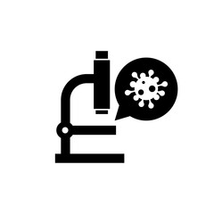 Virus research icon. Covid 19 coronavirus microscope sign isolated on white background
