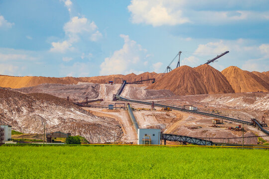 Terrikon - dump, artificial embankment from waste rocks. Mining, waste heaps of mines and mining plants.