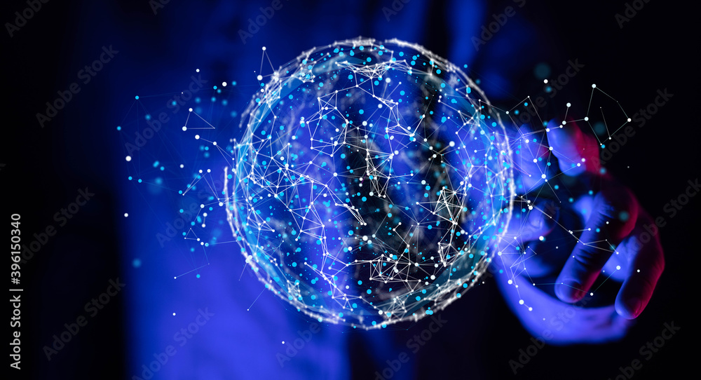 Poster Telecommunication concept with abstract network structure