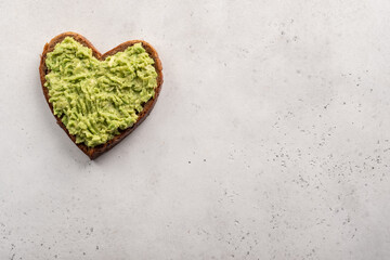 heart shaped healthy avocado toast for valentine day breakfast