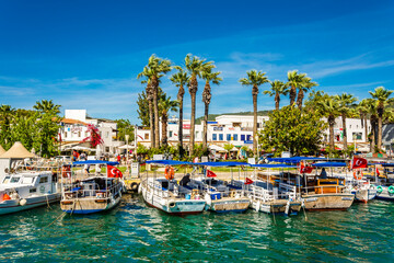 Bodrum Town marina view. Bodrum is popular tourist destination in Turkey.