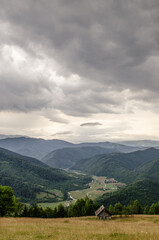landscape with mountains and clouds
