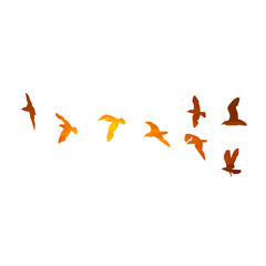 Watercolour silhouette of flying birds seagulls on white background. Inspirational body flash tattoo ink of sea birds. Vector.