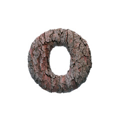 bark letter O - Small 3d tree font - Nature, Environment or Ecology concept