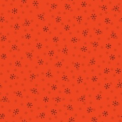 Seamless Christmas pattern doodle with hand random drawn snowflakes.Wrapping paper for presents, funny textile fabric print, design,decor, food wrap, backgrounds. new year.Raster copy.Coral, black