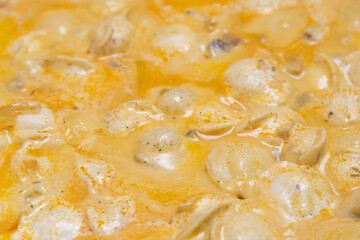 Dumplings. Culinary background with selective focus