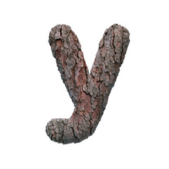 bark letter Y - Small 3d tree font - Nature, Environment or Ecology concept