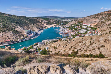 View of the Balaklava Bay, city Sevastopol, Crimean Peninsula, Russia.