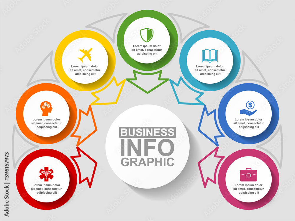 Poster Flat design business diagram vector  template with 7 options