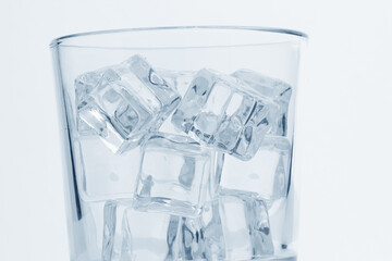 glass with ice cubes