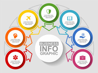 Flat design business diagram vector  template with 7 options