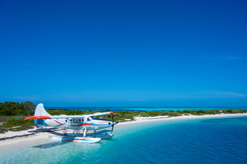 Sea Plane Docked at Dry Tortugas Beach