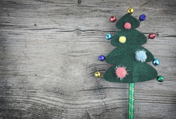 Fabric Christmas tree with copy space