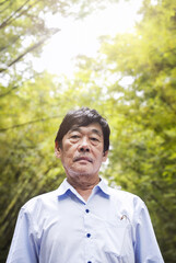 Asian old man in the outdoors, Portrait old man concept - 396159997