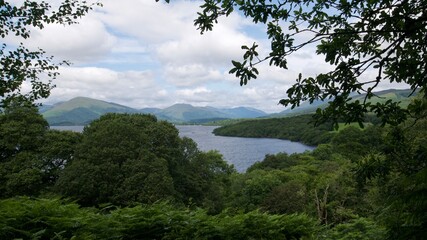Fototapeta na wymiar beautiful view of Loch Lomond national park over fresh green landscape