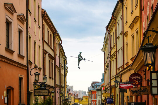 Lublin, Poland, May 9, 2019: The old part of the city with beautiful streets for walking in Lublin.