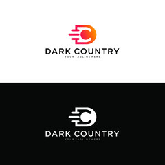 dc initial letter tecnology logo. d and c vector template design.on a black and white background.