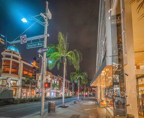 World famous Rodeo Drive at night