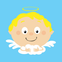 Angel in Heaven Icon Face Simple Vector Flat Design Illustration