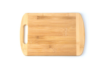 A wooden rectangular cutting Board is isolated on a white background. Object to use in the design. The concept of cooking.