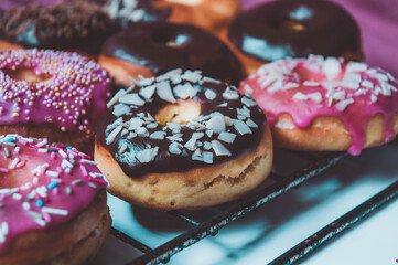 Glazed donuts with sprinkles