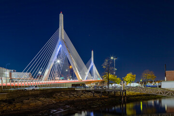Boston Zakim Bunker Hill Bridge at night
