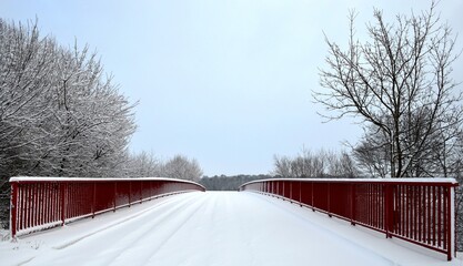 Rote Br&uuml;cke im Winter
