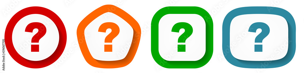 Poster set of flat design vector question icons, ask symbol illustration in eps 10