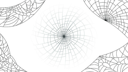 Spiders on Web with white Background. Halloween Background Design Element. Spooky, Scary Horror Decoration Vector