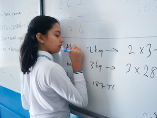 Math lesson and successful student girl