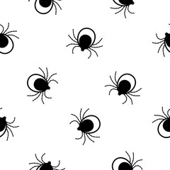 Seamless pattern with Tick. Mite. on white background Vector illustration