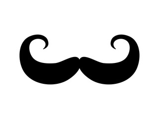 Lush mustache. Trendy black hair curls with twisted up ends stylish gentlemanly retro style of elegant dandy man.