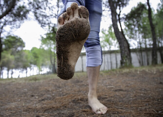 Dirty feet in forest
