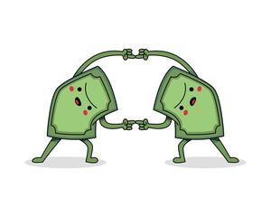 Cute Money Cartoon Character Unite