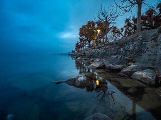 Naklejka premium The shores of the the Zurich Lake in Rapperswil, St. Gallen, Switzerland