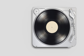 Fototapeta premium Turntable with long play or LP vinyl record with copy space.