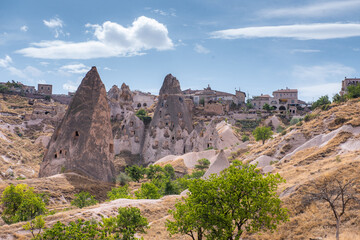 Fototapeta na wymiar Sandstone in the canyon near Cavusin village, Cappadocia, Nevsehir Province,