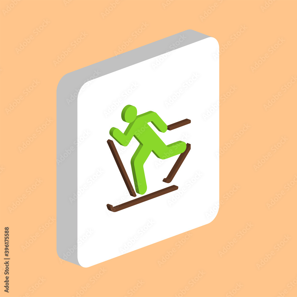 Poster ski simple vector icon. illustration symbol design template for web mobile ui element. perfect color