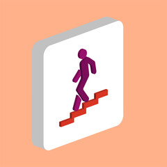 Down staircase Simple vector icon. Illustration symbol design template for web mobile UI element. Perfect color isometric pictogram on 3d white square. Down staircase icons for business project.