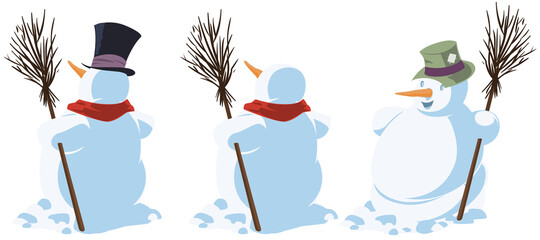 Snowman in scarf and hat. Illustration for internet and mobile website.