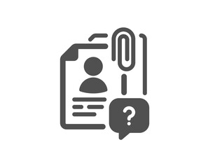 Search employee icon. Interview candidate sign. Question mark symbol. Quality design element. Flat style search employee icon. Editable stroke. Vector